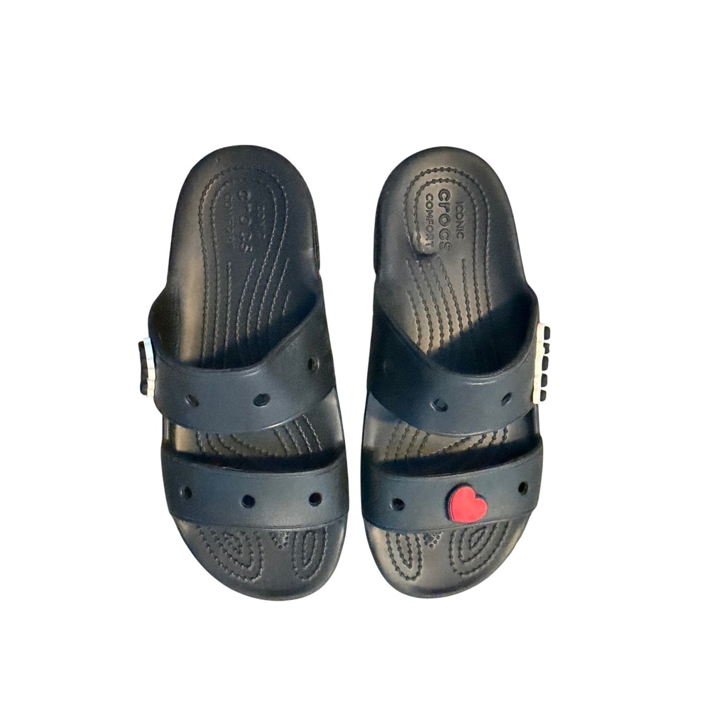 Crocs Classic Sandal Black Two Strap Slide W 8